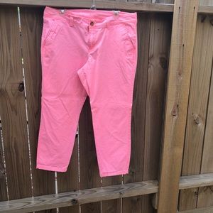Neon coral crop pants - sz 14